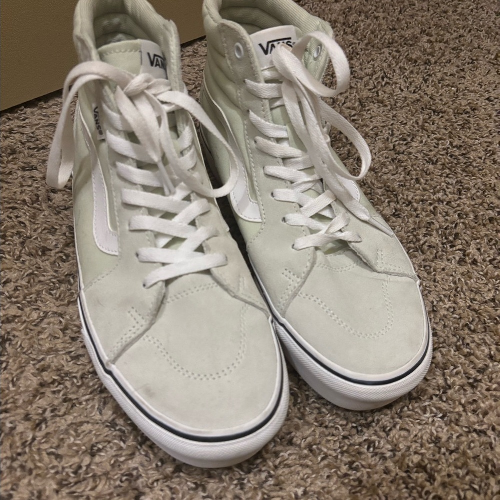 Vans Mint Green and White High-Top Sneakers